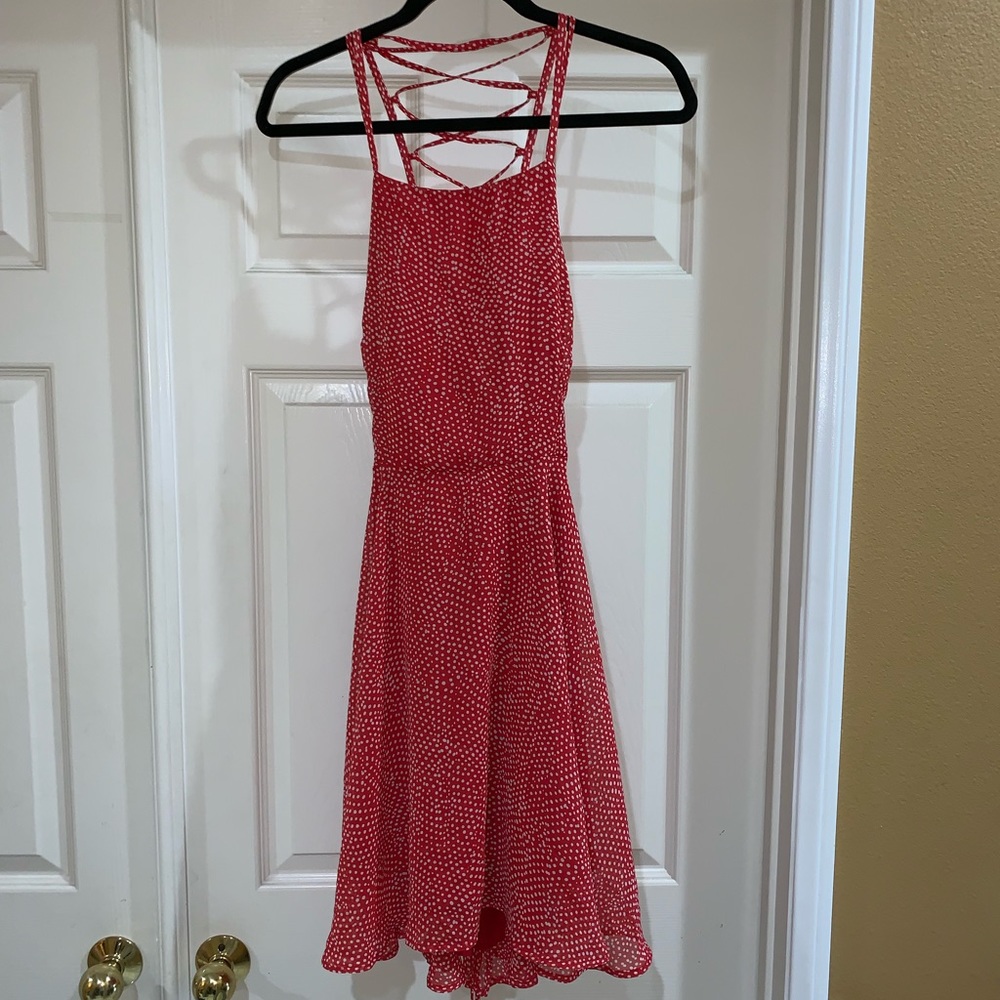 Happy Together Red Polka Dot Lace-Up Dress